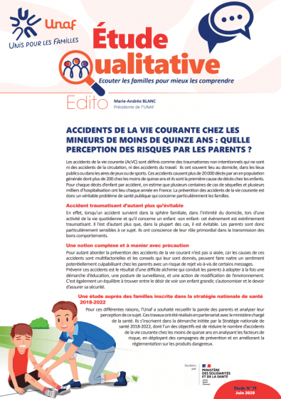 Etude qualitative Unaf : Comment mieux prévenir les accidents de la vie courante ?