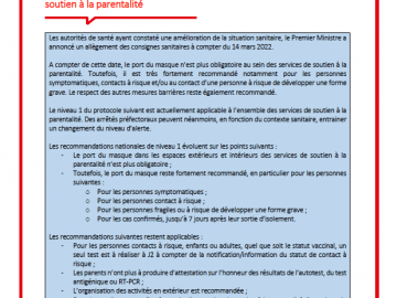 Actualisation des consignes nationales relatives aux dispositifs de soutien à la parentalité