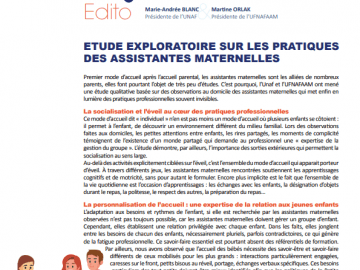 Étude exploratoire sur les pratiques des assistantes maternelles