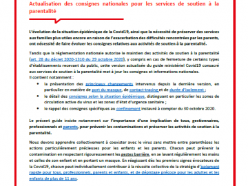 Guide ministériel Covid-19 pour les services de soutien à la parentalité actualisé au 8 décembre 2020