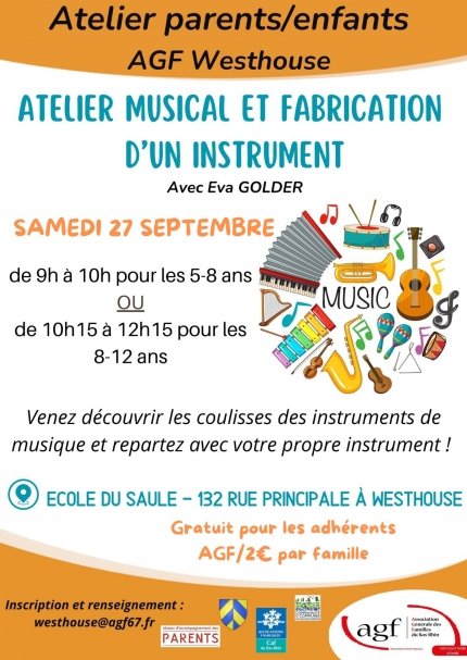 Atelier parents/enfants : Atelier musical et fabrication d’un instrument