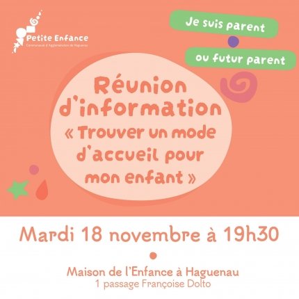 Réunion d’information « Trouver un mode d’accueil pour mon enfant »