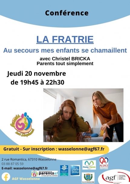 Conférence : "La fratrie : au secours, mes enfants se chamaillent !"