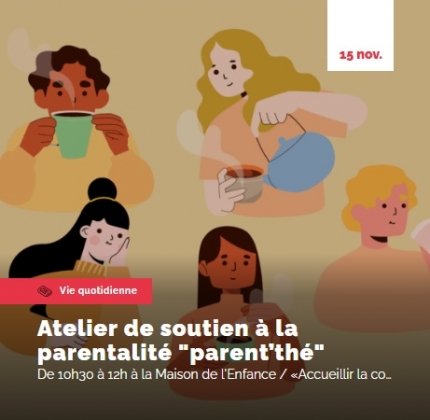 Atelier de soutien à la parentalité "parent’thé" : Accueillir la colère de son enfant