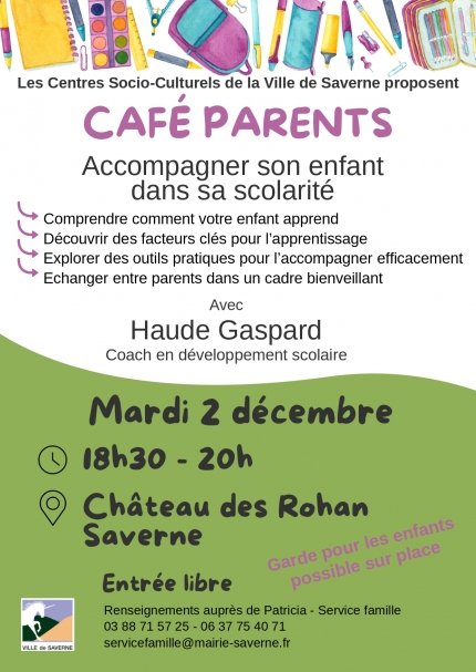 Café parents : Accompagner son enfant dans sa scolarité