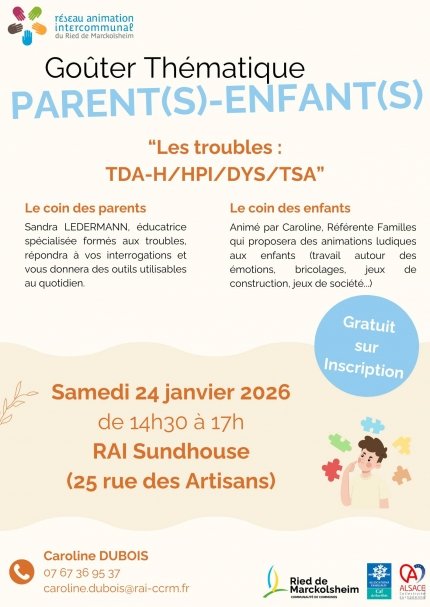 Goûter thématique parent(s)-enfant(s) : "Les troubles : TDA-H/HPI/DYS/TSA"
