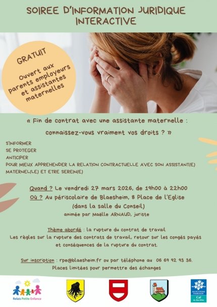 Soirée d'information juridique : La fin de contrat avec une assistante maternelle