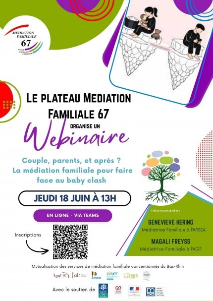 Webinaire du plateau Médiation Familiale 67 : Couple, parents, et après ? La médiation familiale pour faire face au baby clash