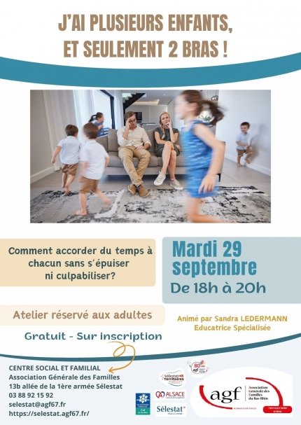 Atelier parents : J’ai plusieurs enfants… et seulement 2 bras !