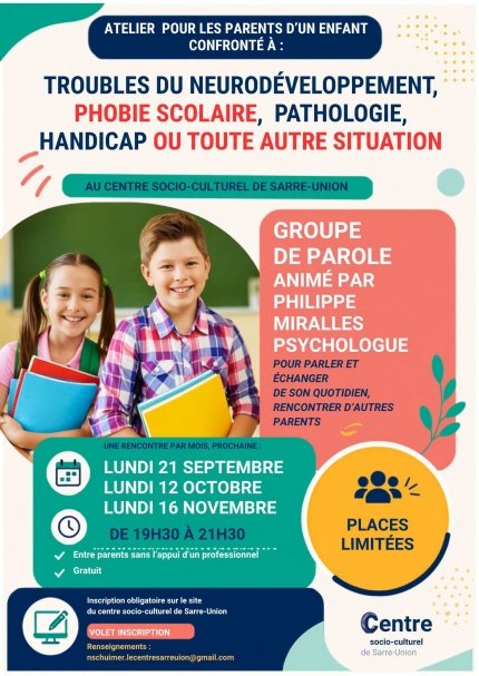 Groupe de parole pour parents : Trouble du neurodéveloppement, phobie scolaire, pathologie, handicap ou toute autre situation