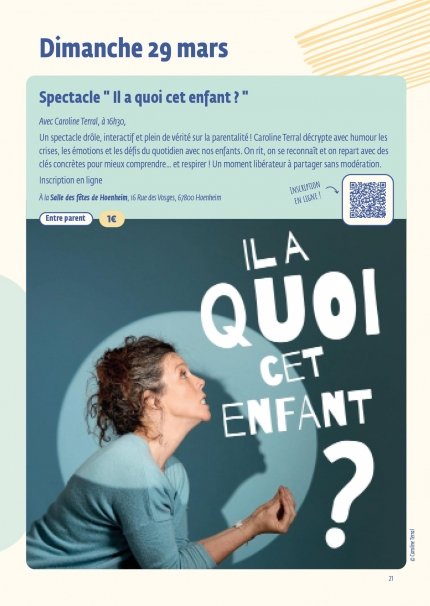 Dizaine de la parentalité : Spectacle " Il a quoi cet enfant ? "